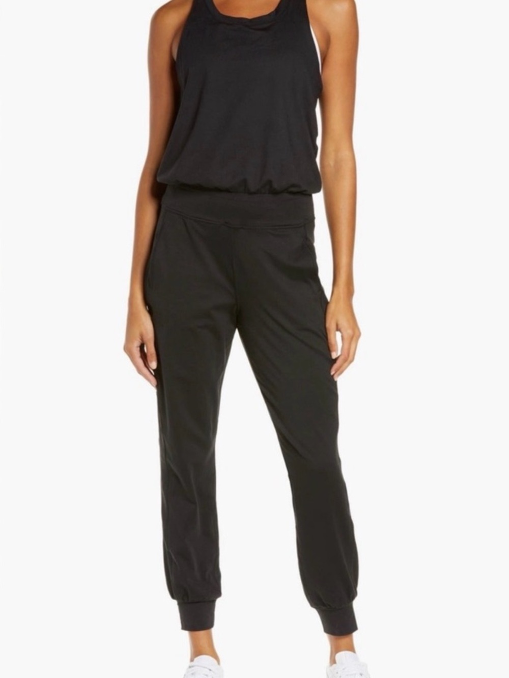 Sweaty Betty Beige Tank-Style Jogger Jumpsuit